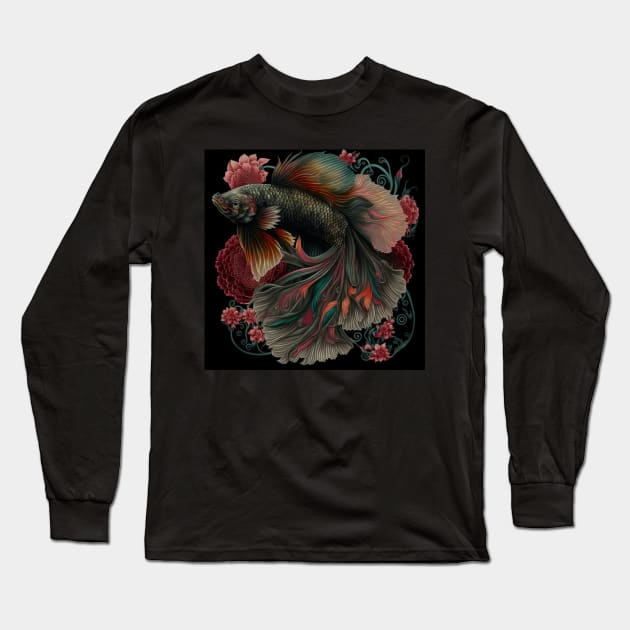 Floral Betta fish Long Sleeve T-Shirt by BloodRubyz